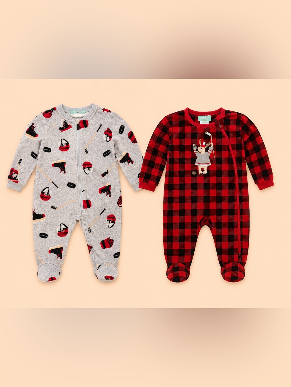 🐻 PEKKLE TWO HOCKEY THEME PAJAMA FLEECE SET